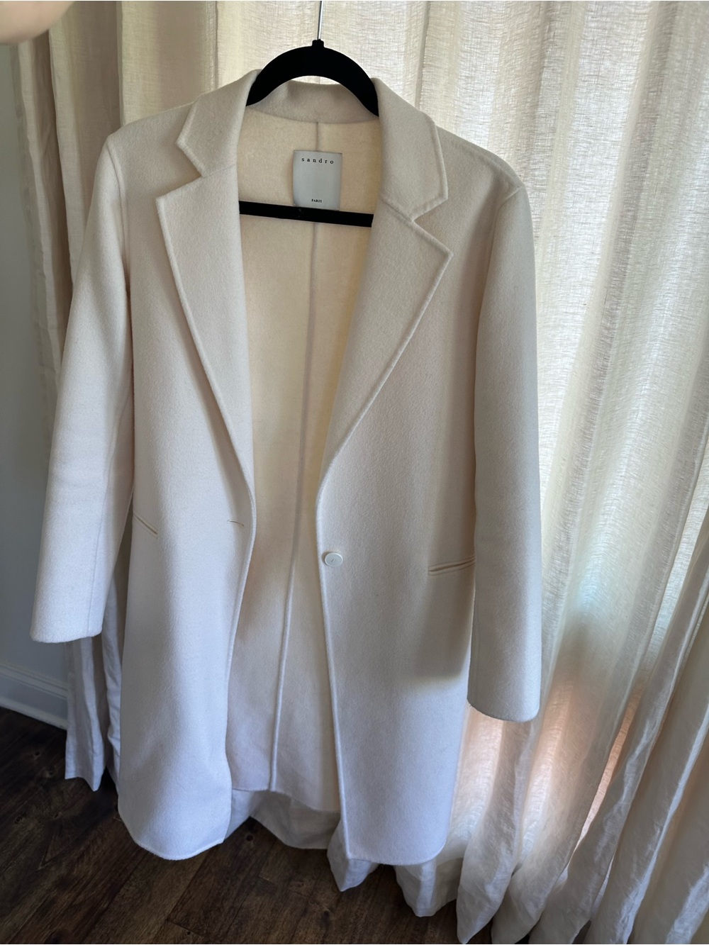Sandro Cream Wool Trench Coat
